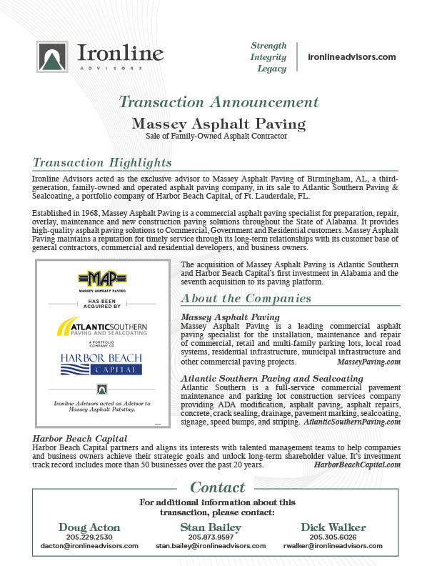 Massey Asphalt Paving Acquired By Atlantic Southern Paving and