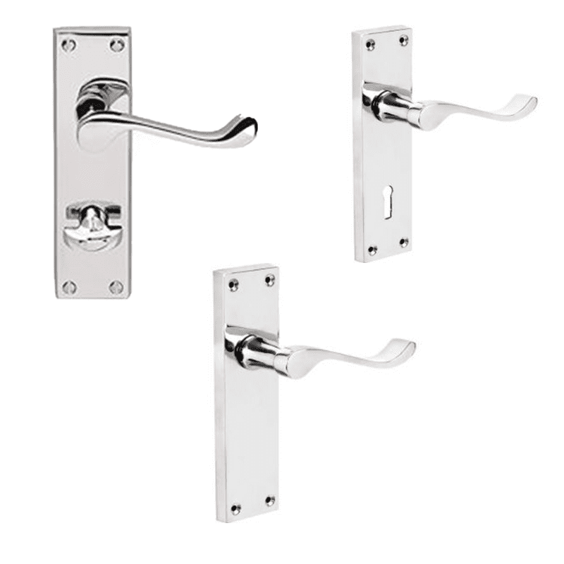 Victorian Scroll Door Handle Polished Chrome Finish 150mm x 45mm Ironmongery Solutions