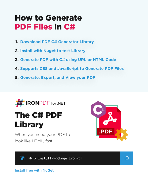 Generate PDF in C (AllinOne PDF Solution) IronPDF