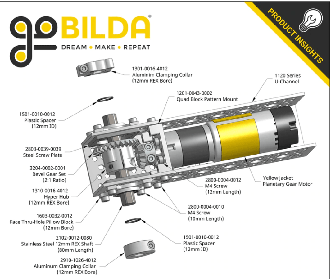 Assembling the Turntable Bevel Gears for a REV Motor Iron Reign