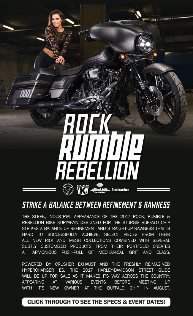See the 2017 Rock, Rumble & Rebellion motorcycle designed by Kuryakyn! Iron Trader News