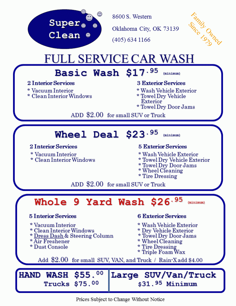 Full Service Car Wash Oklahoma City, OK Super Clean Full Service