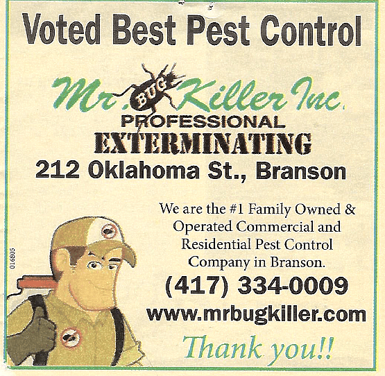 Pest extermination Branson, MO Mr. Bug Killer Inc