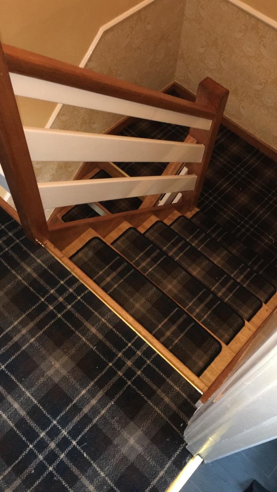 Tartan Carpet on Stairs Whipped edges