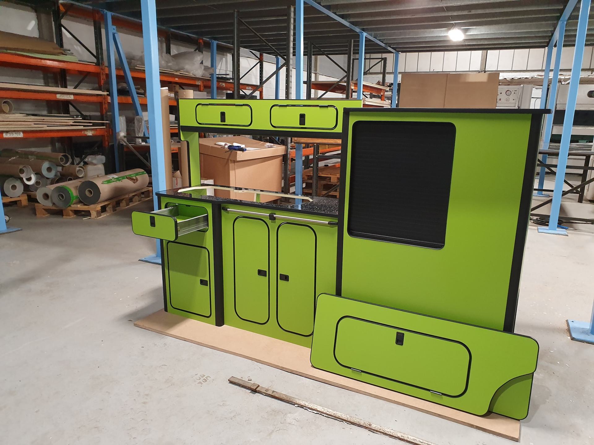 Campervan kitchen units designed by Northern Rose