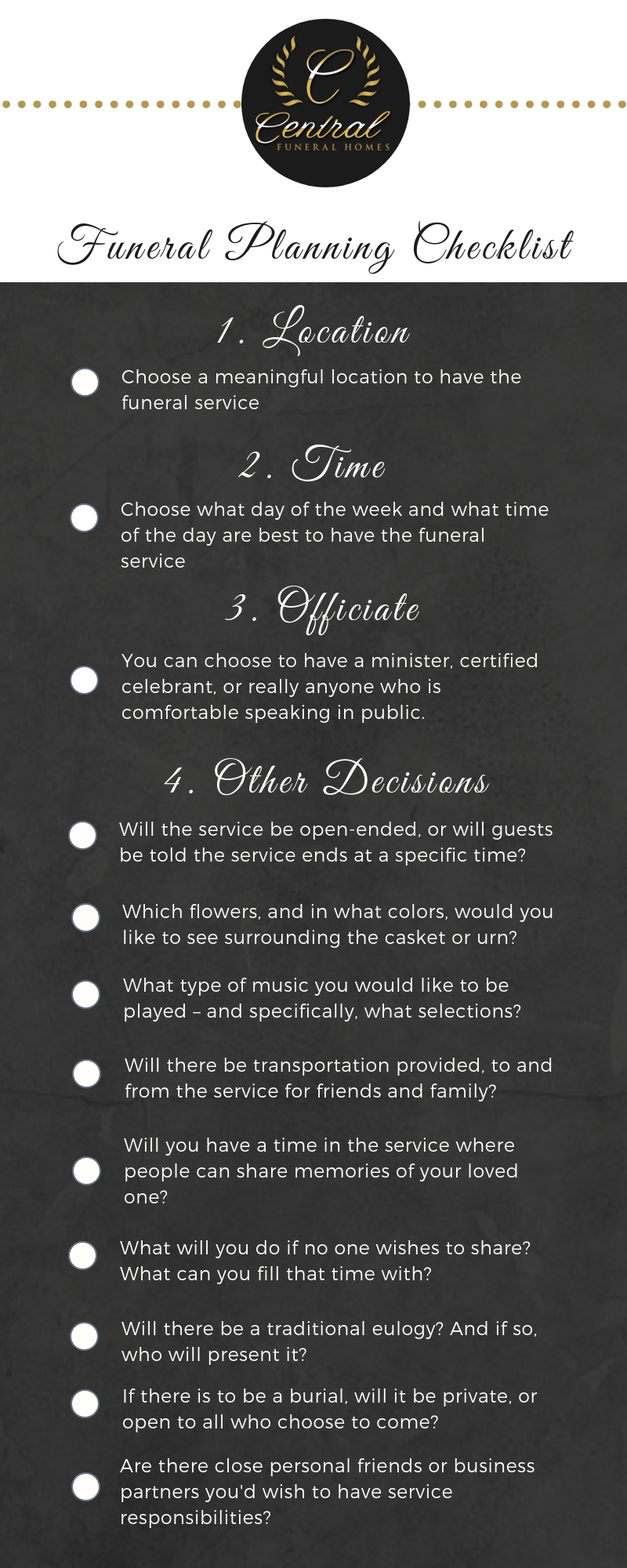Funeral Planning Checklist Central Funeral Homes