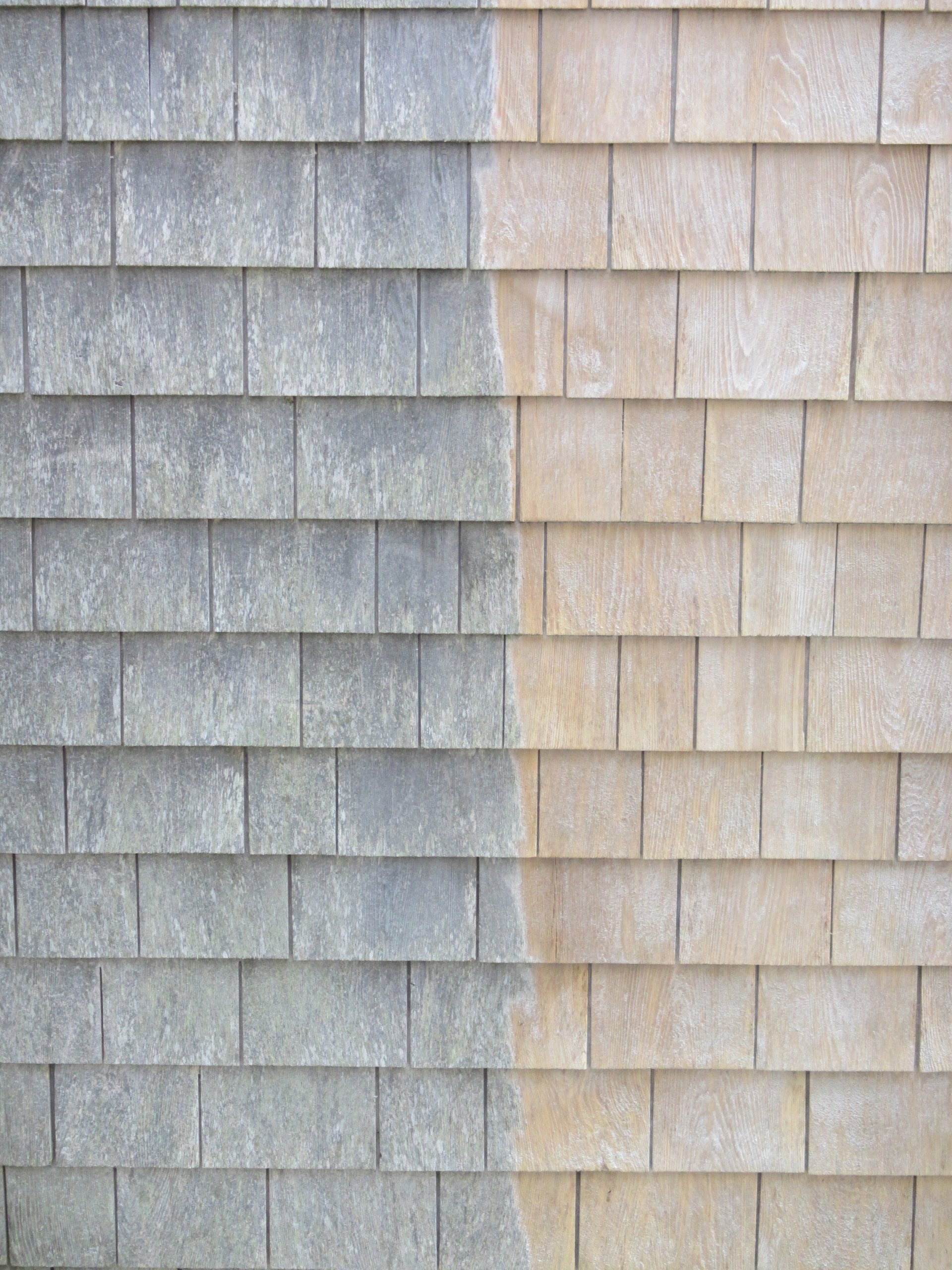 Cleaning cedar shingled siding on Cape Cod
