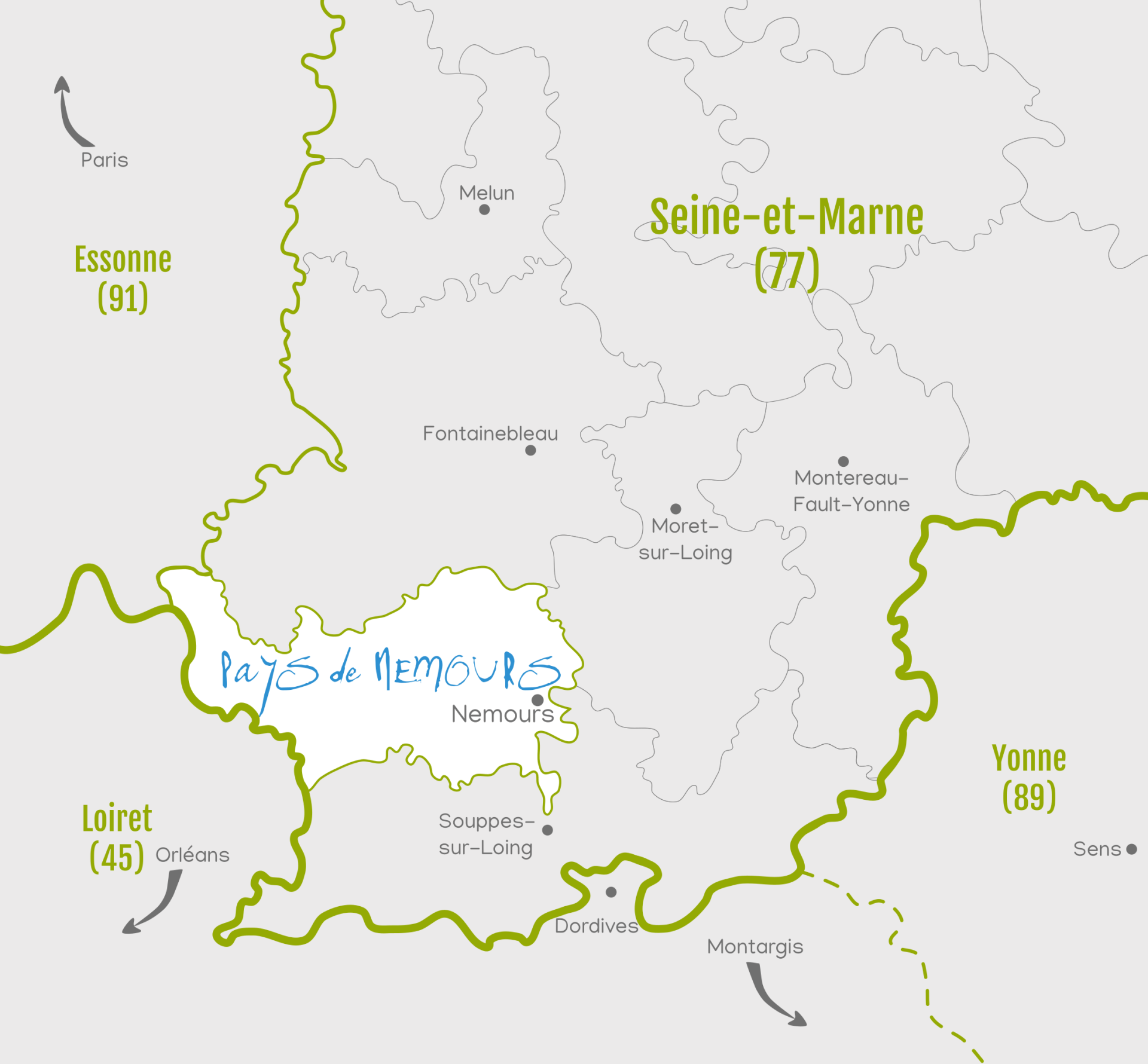 Pain Points De La Carte De Nemours Accès et transports autour du Pays de Nemours