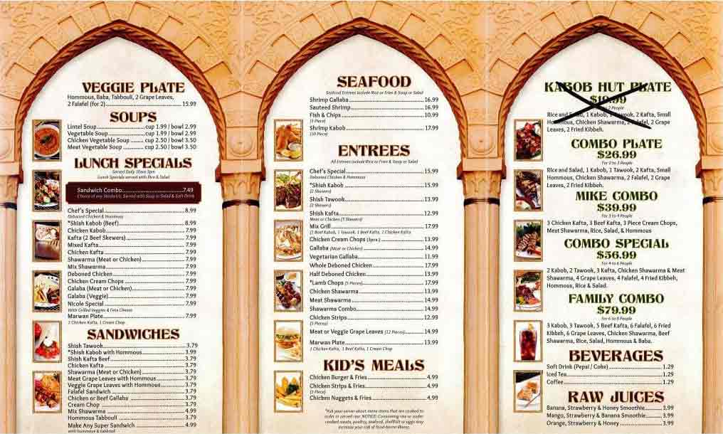 menu Sterling Heights, MI Kabob Hut