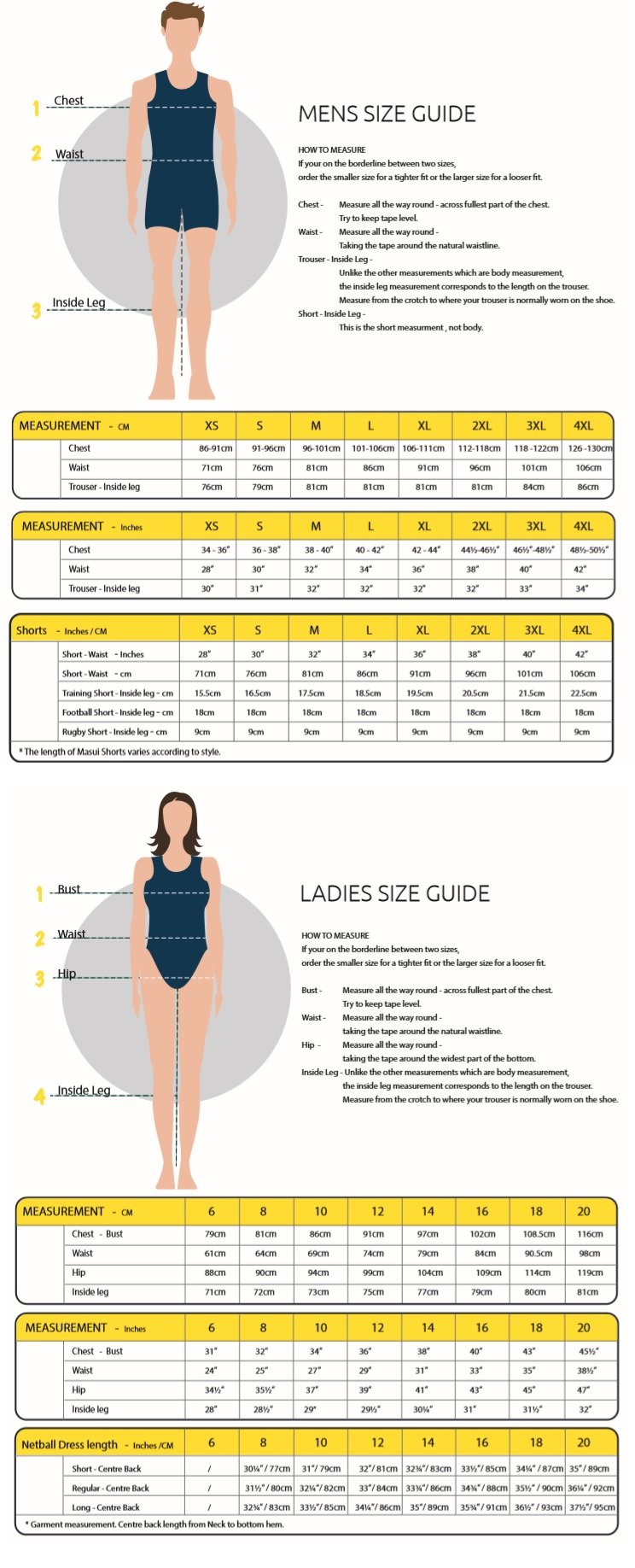 Size Guide Auckland, Durham, Lorimers 4 Cricket