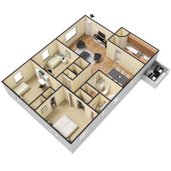 1, 2 and 3 Bedroom Apartments Park Woods Estates