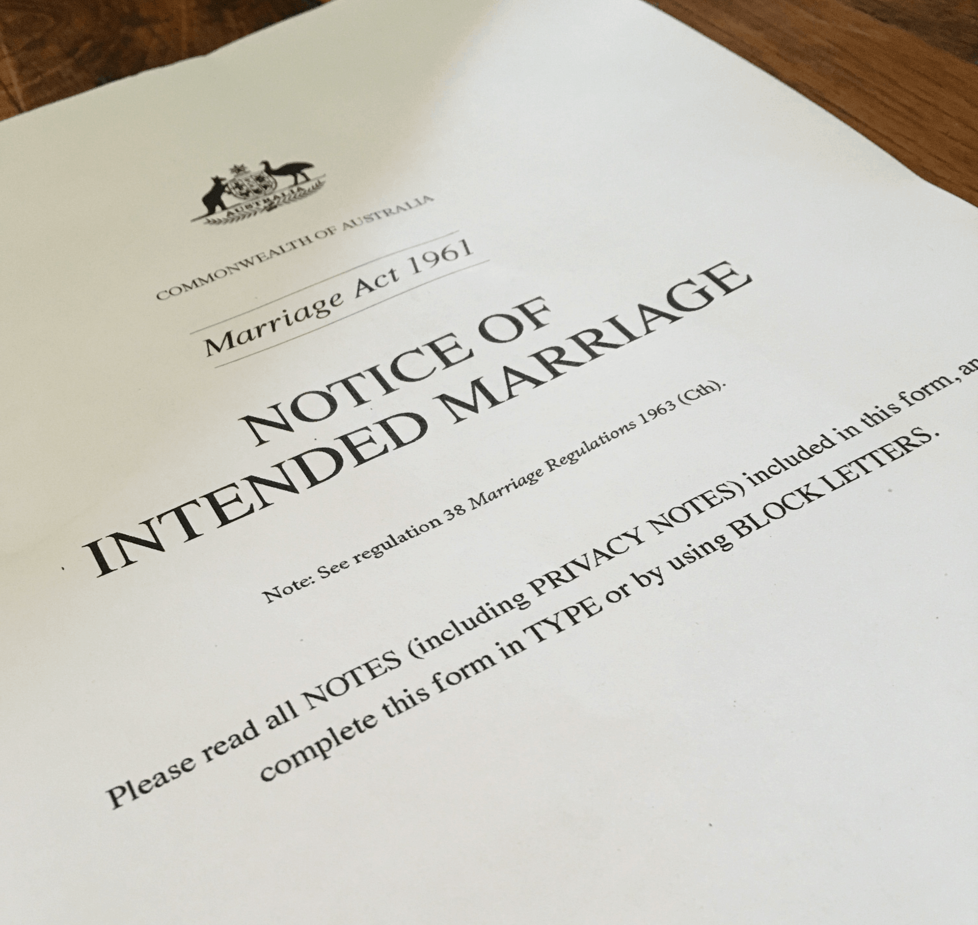 Step 1 The Notice of Intended Marriage