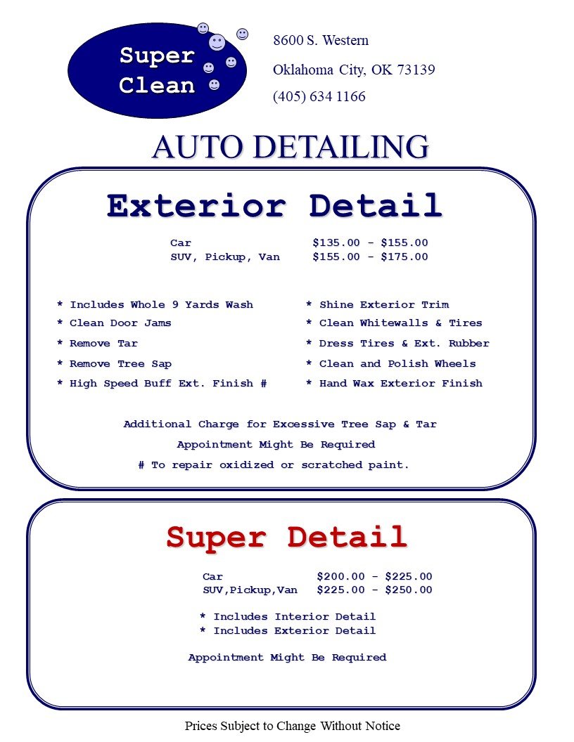 Auto Detailing Oklahoma City, OK Super Clean Full Service Car Wash
