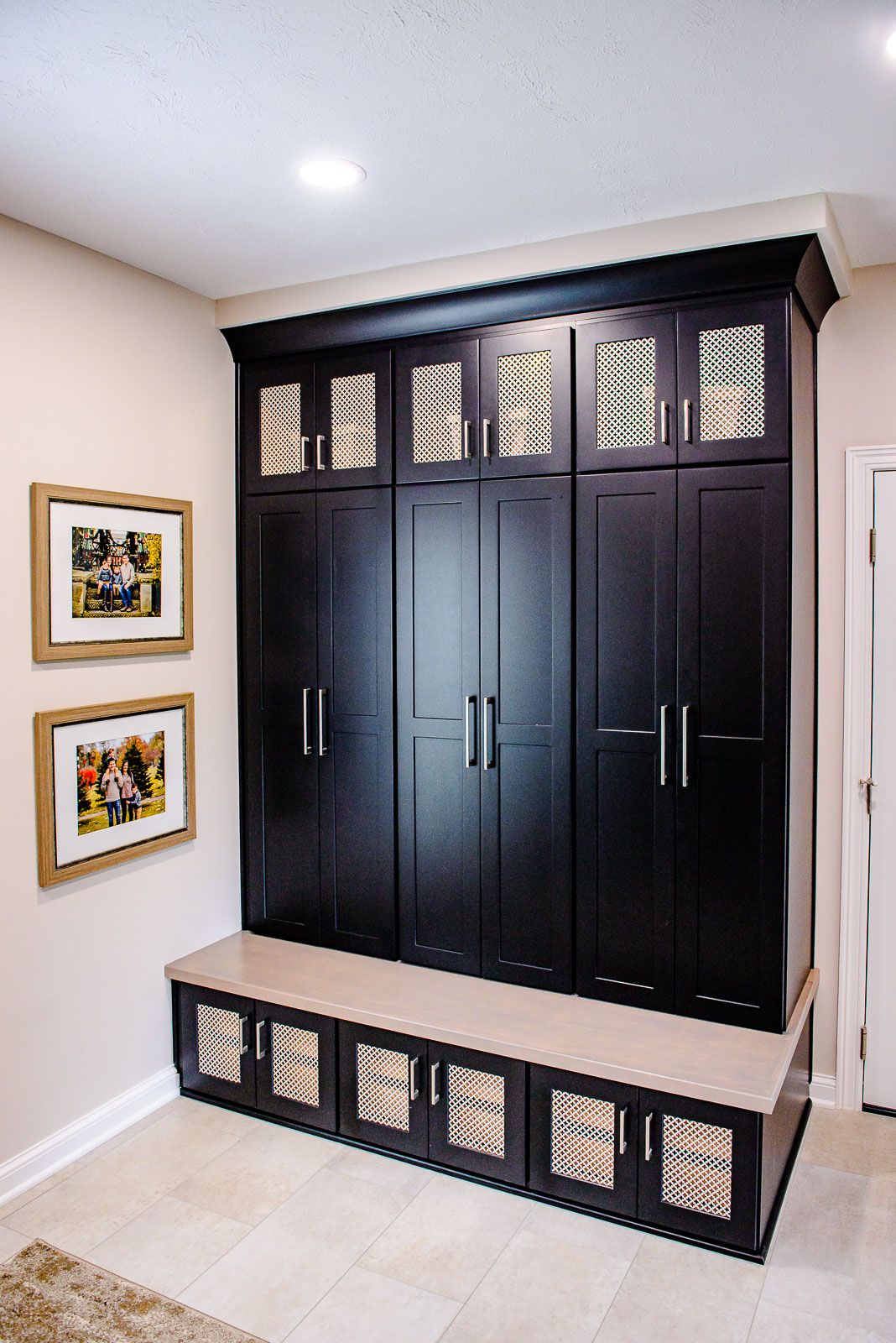 Stylish Contemporary Mudroom With Custom Coat Lockers Hudson, OH