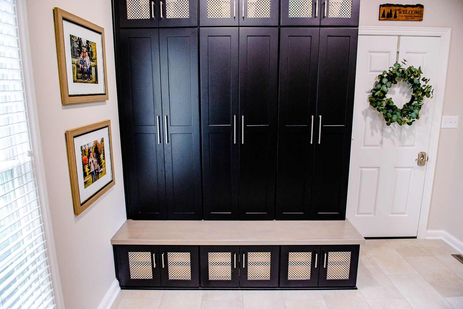 Stylish Contemporary Mudroom With Custom Coat Lockers Hudson, OH