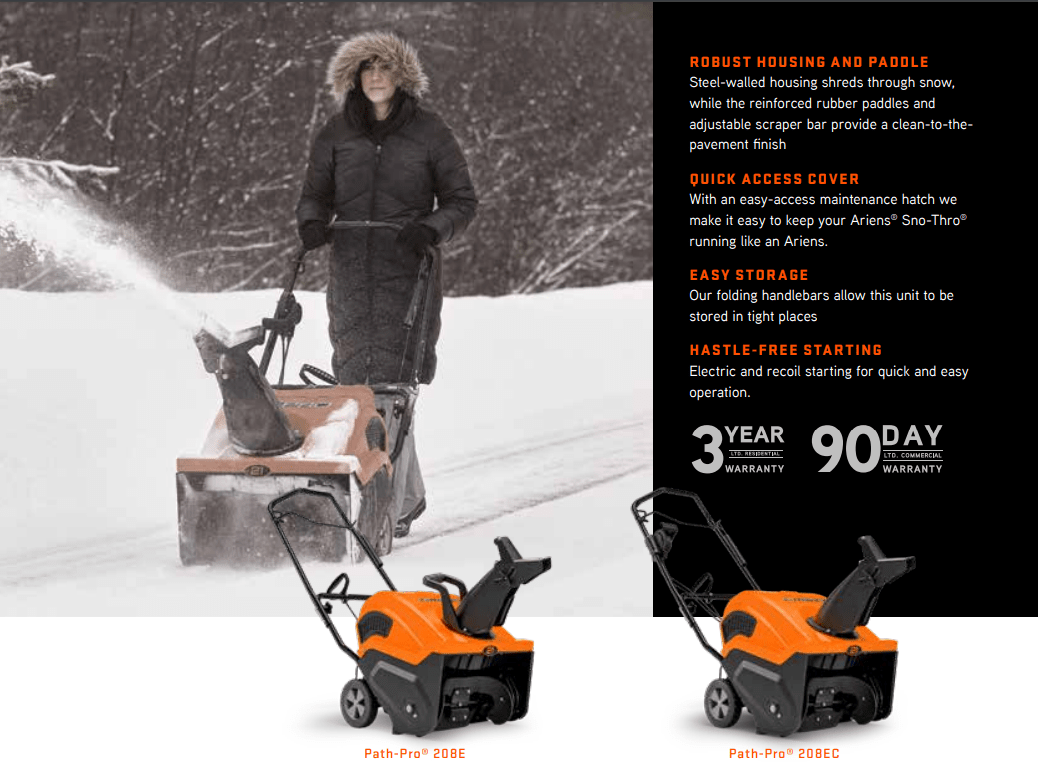 Ariens Path Pro Single Stage Snowblower Reinforced Paddles for