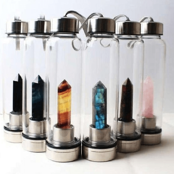 ขวดน้ำคริสตัลบำบัด (Crystal Bottle) ขวดน้ำอัญมณีธรรมชาติบำบัด