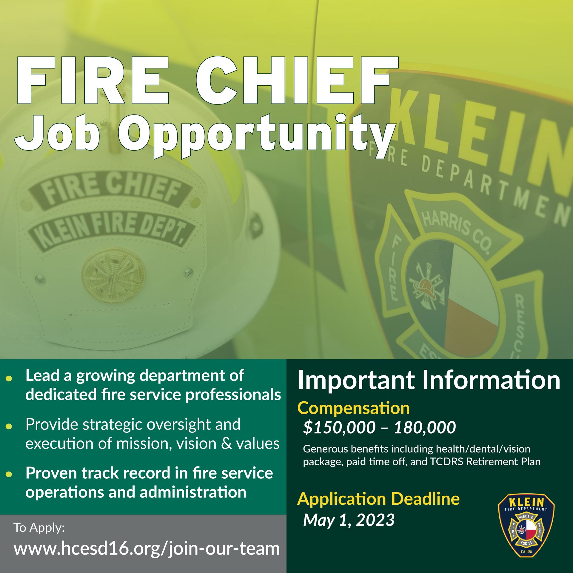 FIRE CHIEF Job Opportunity