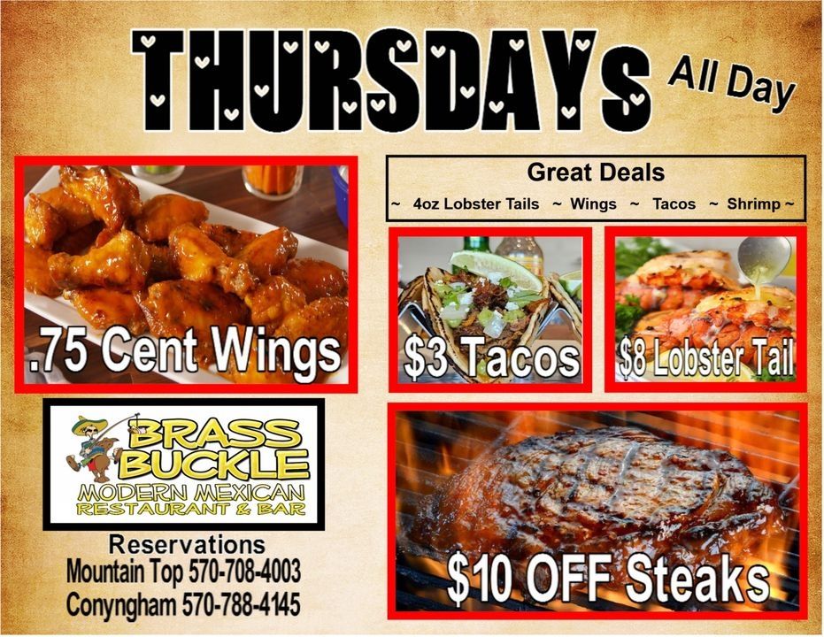 Specials Conyngham, PA Brass Buckle Restaurant