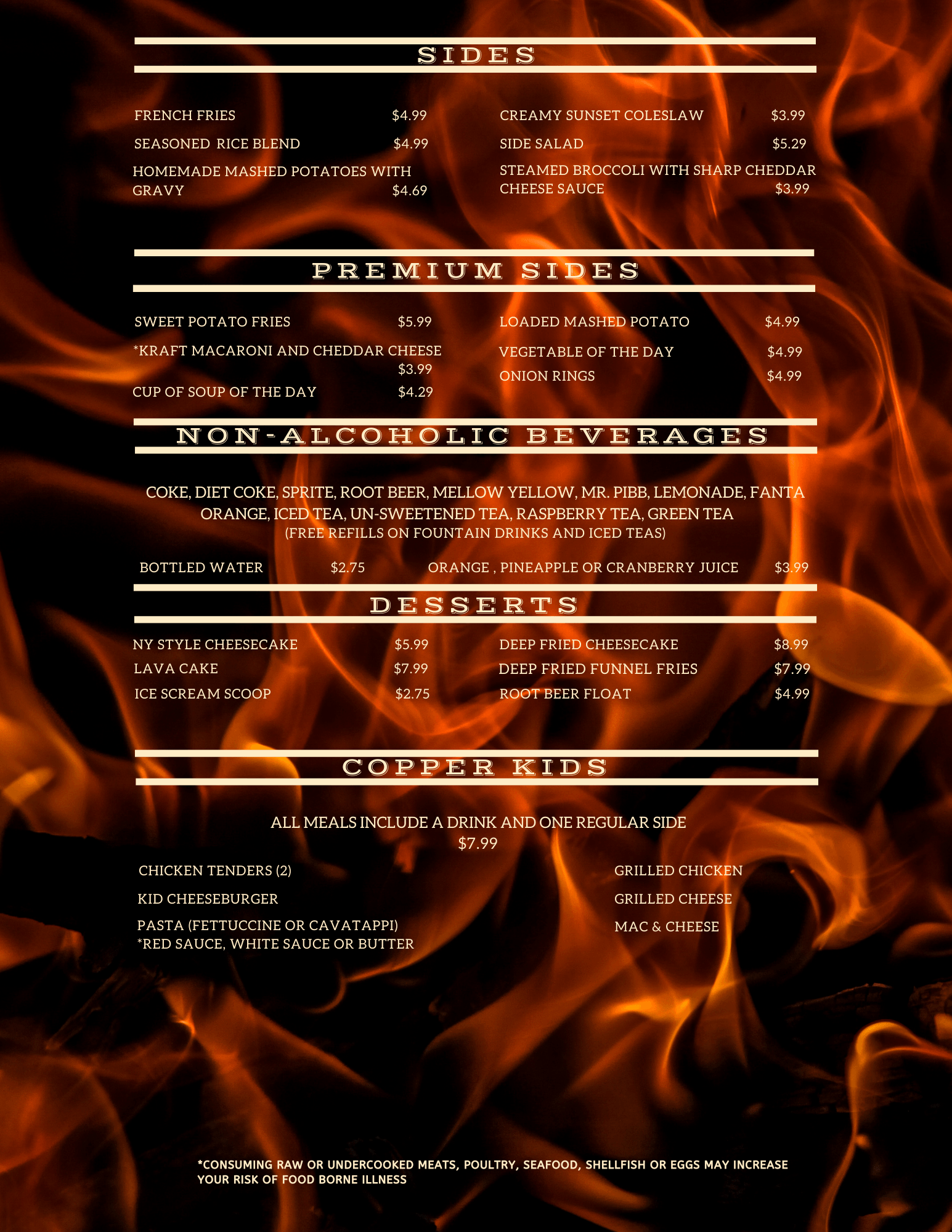 Menu l Palm Bay, FL l Copper Chimney Grill & Bar