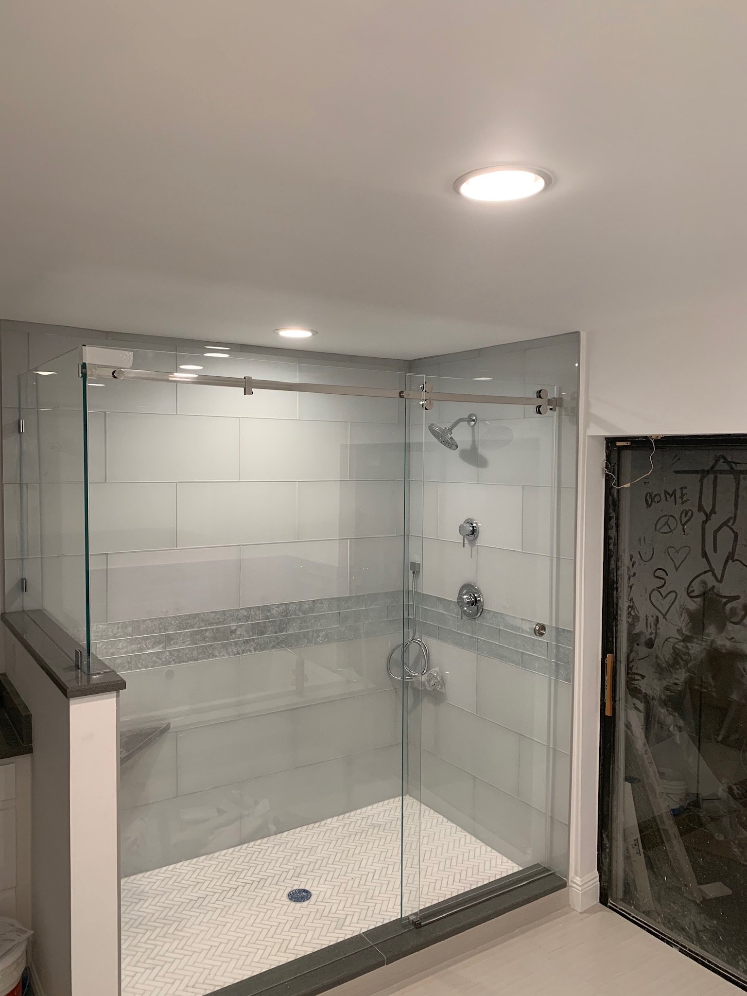 Frameless Barn Style Single Sliding Enclosure, Serenity Series