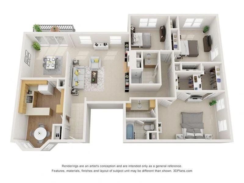 Studio, 1, 2, 3, & 4BR Apartments in Merriam, KS Layouts