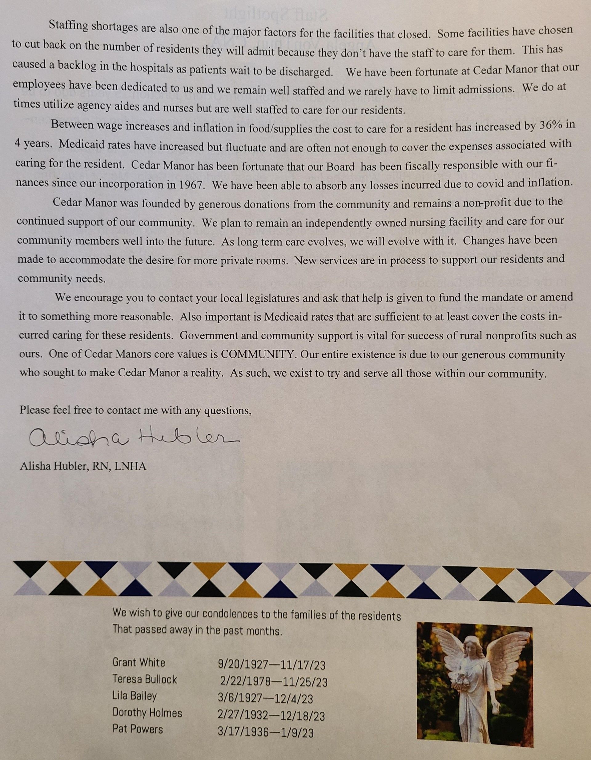 Fun & Adventures Tipton, IA Cedar Manor Nursing Home