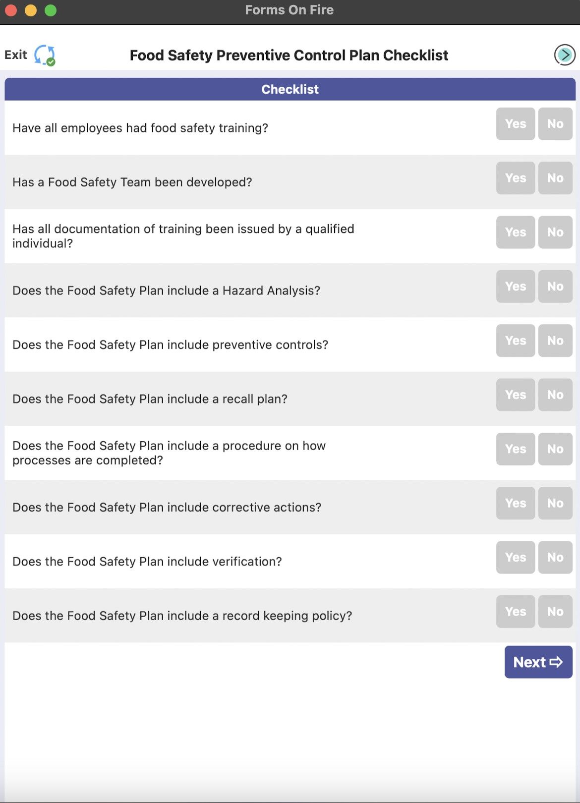Food Safety Checklist Description and Template