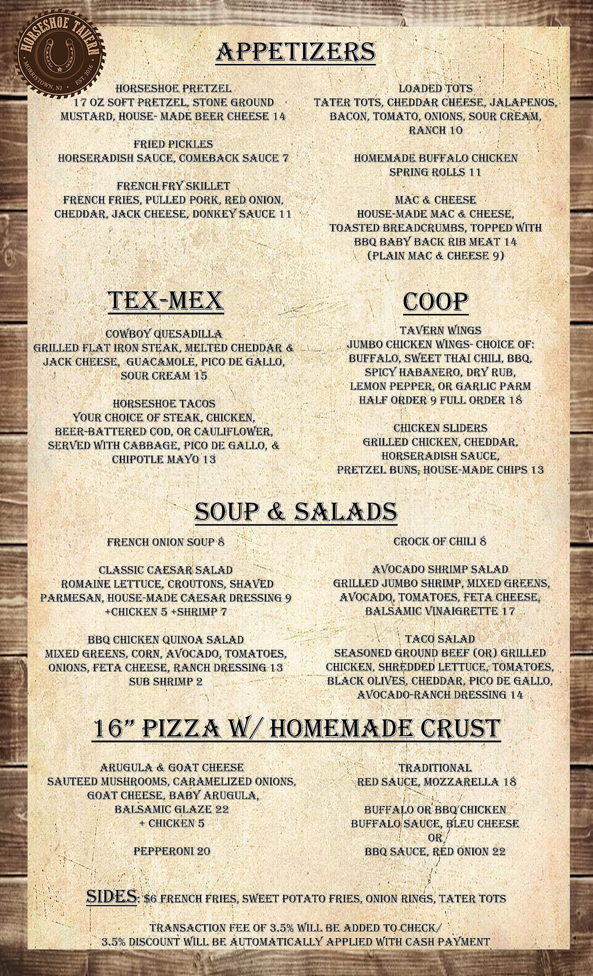 Menu Explore Our Menu The Horseshoe Tavern