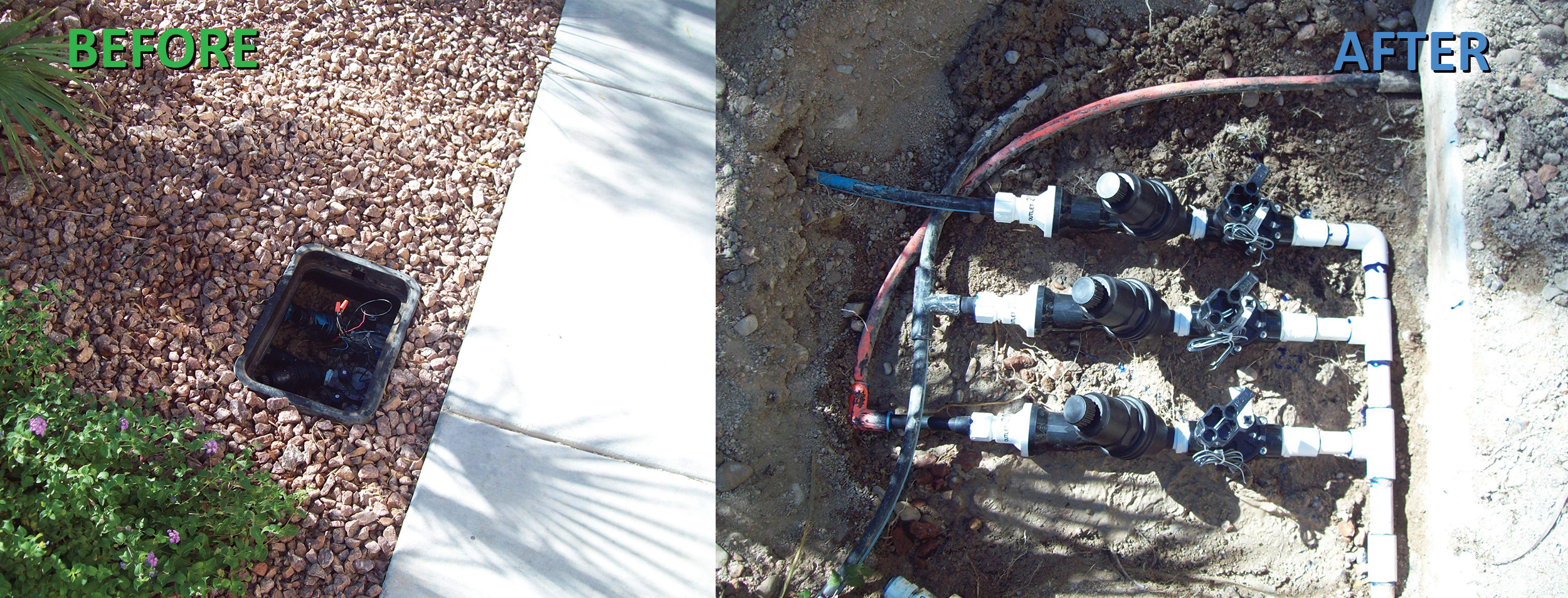 Before & After Irrigation Solutions of Las Vegas