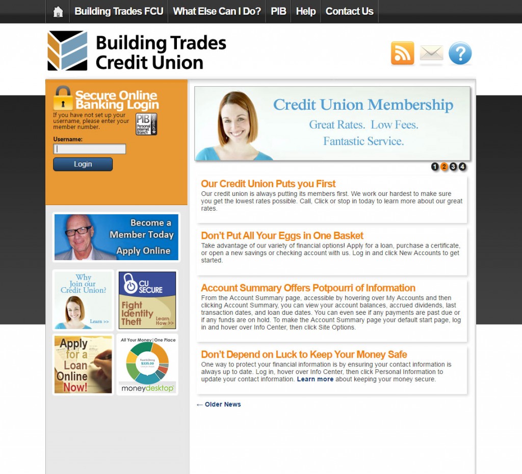 Online Banking Community Customization Building Trades Credit Union
