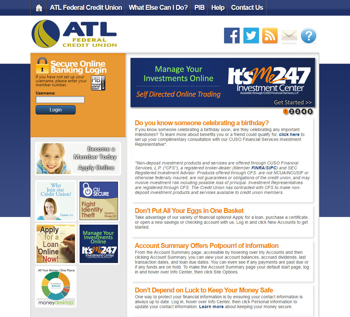 Online Banking Community Customization ATL Federal Credit Union CU