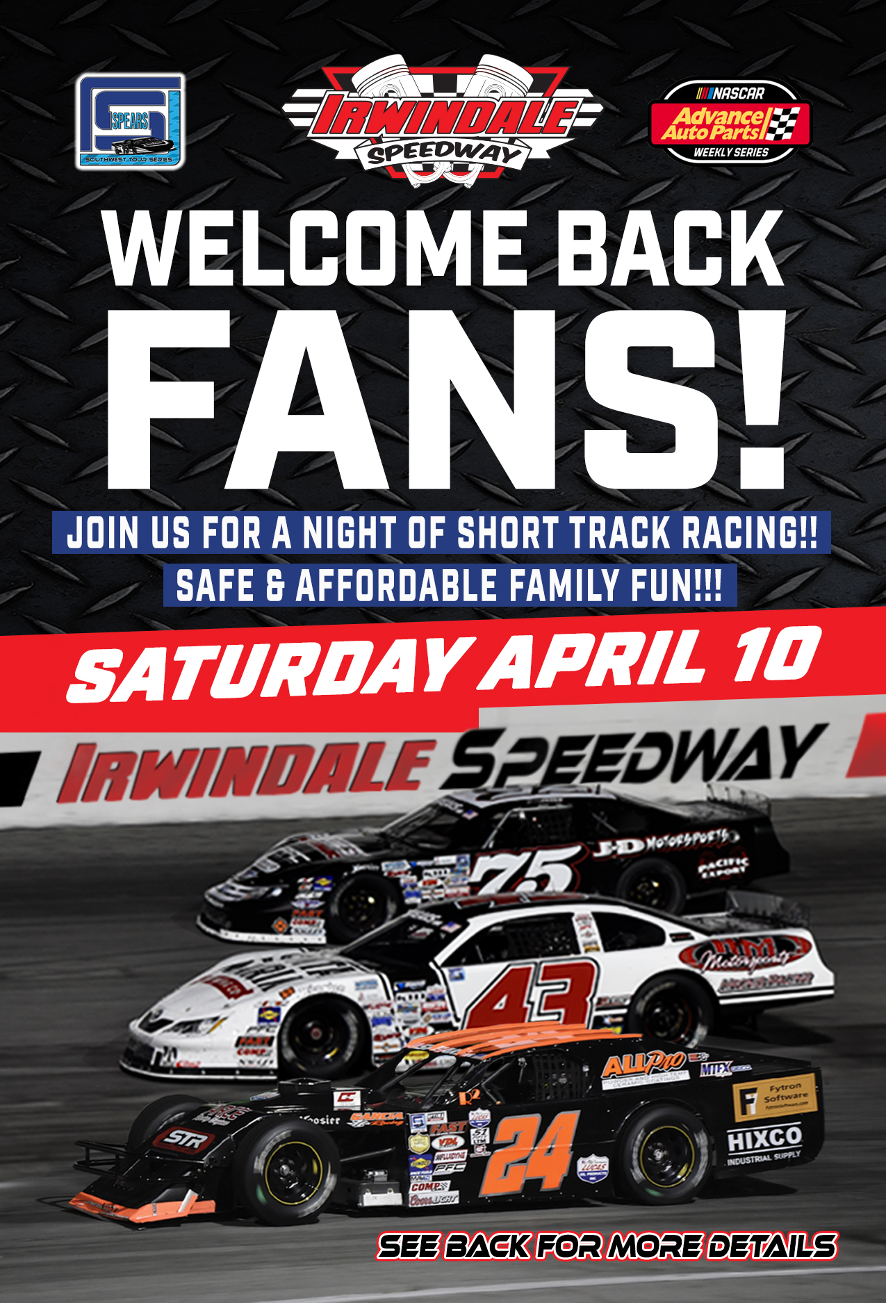 FANS RETURN ON SAT. APRIL 10TH Irwindale Speedway