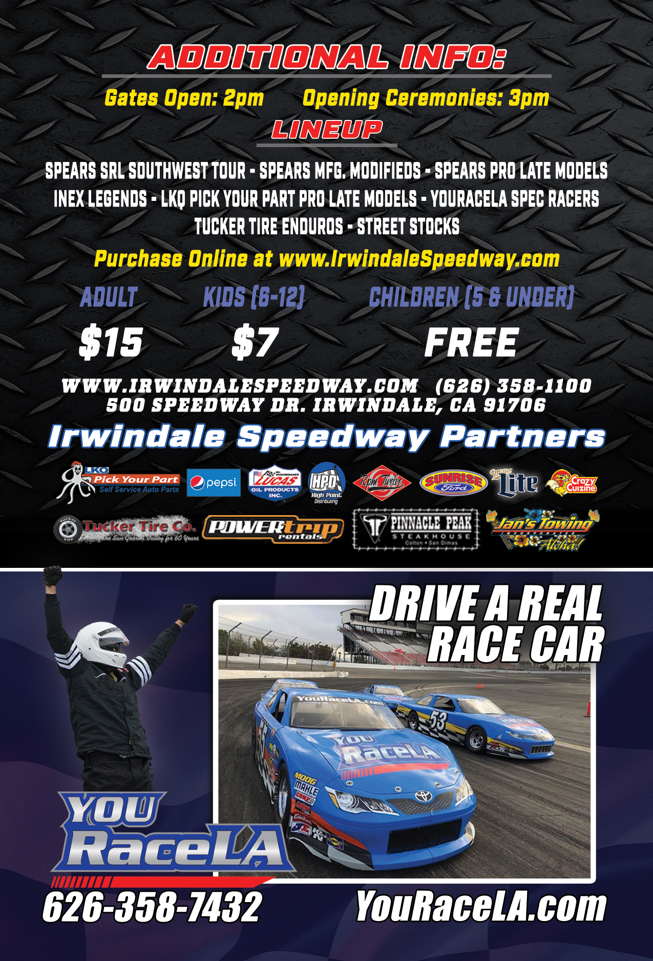 FANS RETURN ON SAT. APRIL 10TH Irwindale Speedway