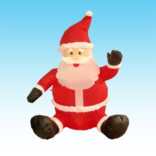 4 Foot Santa Claus Decoration 4 Foot Christmas Inflatable Sitting & Waving Santa Claus Yard Art