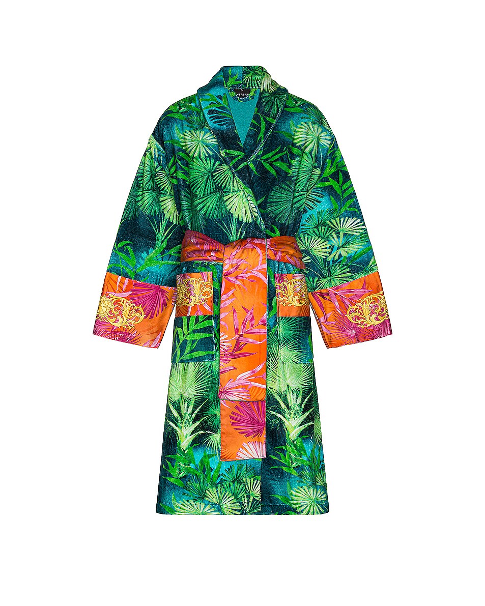 VERSACE Jungle Bath Robe in Green Print FWRD