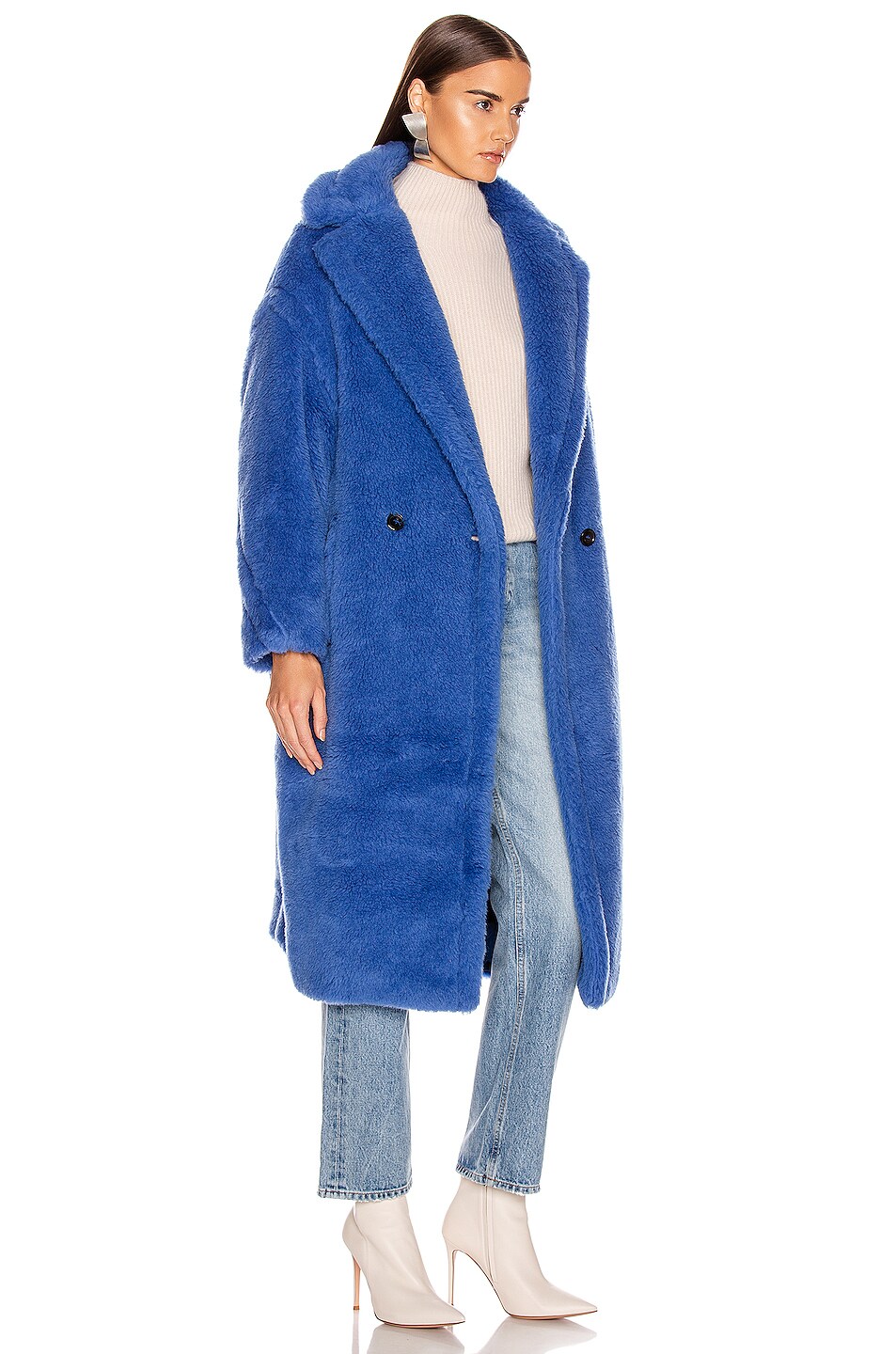 Max Mara Teddy Tedgirl Coat in Cornflower Blue FWRD