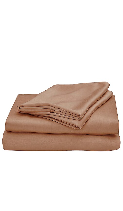 Ettitude Queen Sateen Solid Sheet Set in Almond REVOLVE