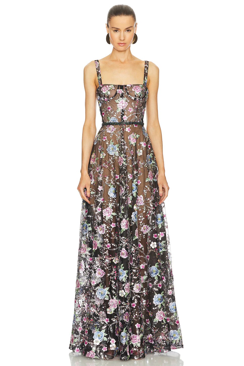 Bronx and Banco Midnight Embroidered Gown in Pink Multi | REVOLVE