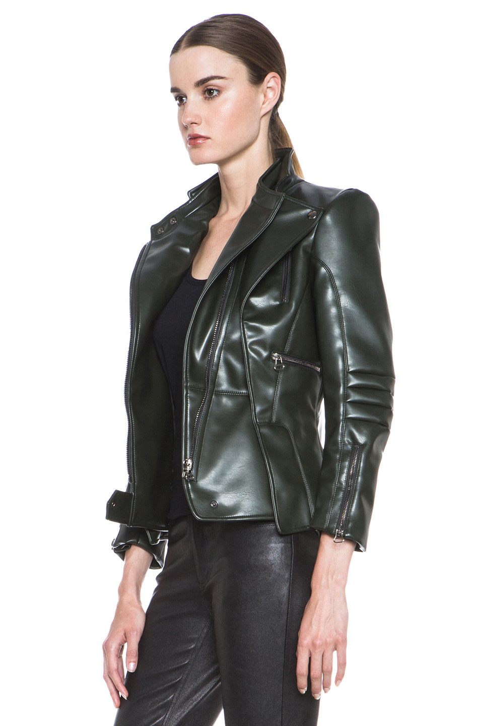 Altuzarra Spring PolyurethaneBlend Leather Jacket in Green FWRD