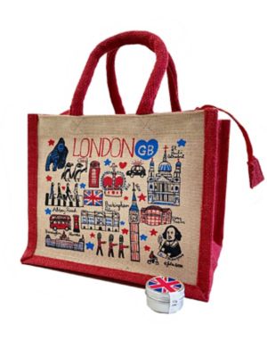 ★ミニジュートバッグ LONDON柄 リップバームセット（ラベンダー） Julia GASH/ジュリア・ガッシュ 三越伊勢丹オンライン