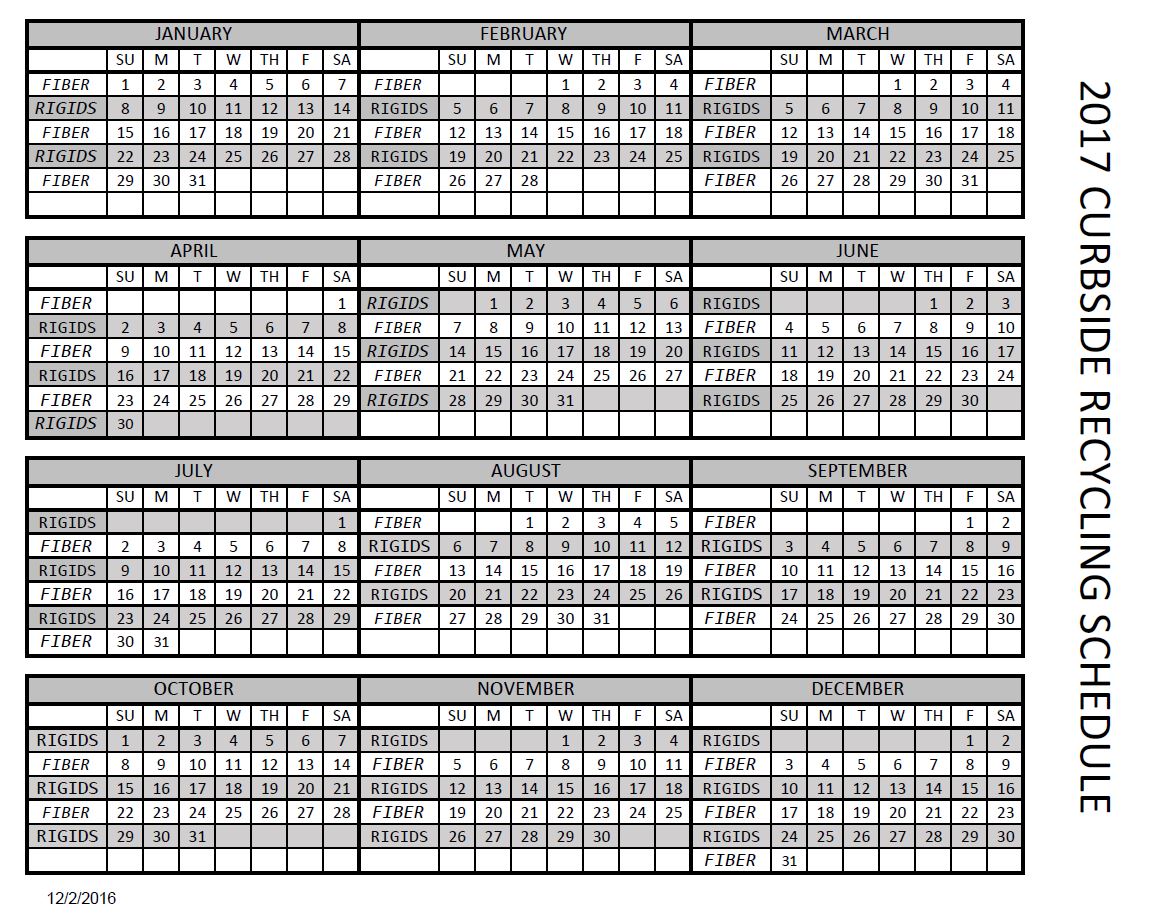 Rays Recycling Schedule 2024 2017recyclingschedule City of Ishpeming