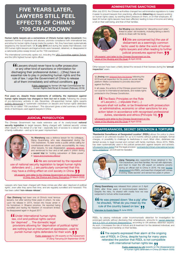 The ‘709 Crackdown’ patterns of repression against Chinese human