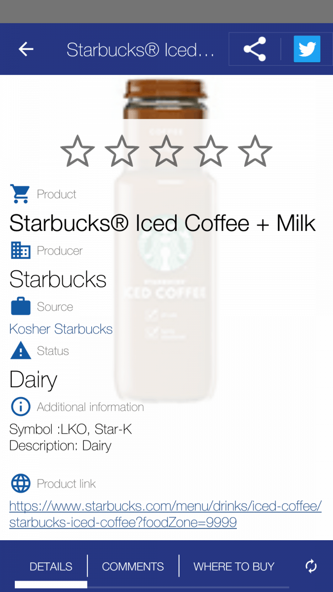 Kosher Starbucks list is added to "Is it kosher?" Is it kosher? app