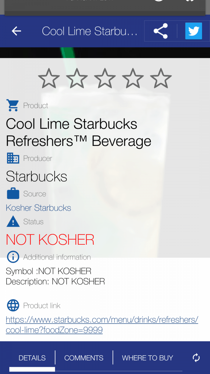 Kosher Starbucks list is added to "Is it kosher?" Is it kosher? app