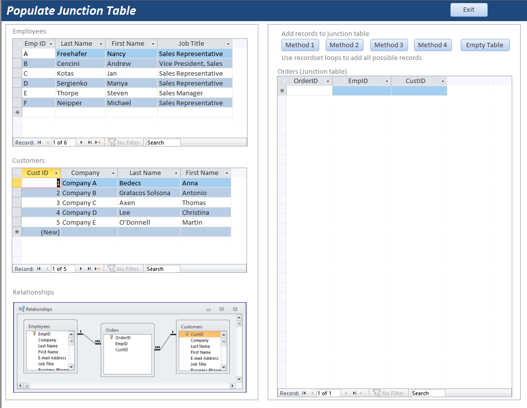 Populate Junction Table