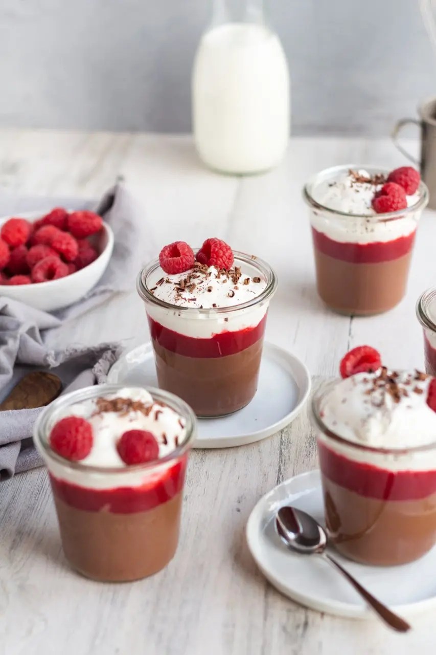 Milk Chocolate Pudding with Raspberry Sauce Island Bakes