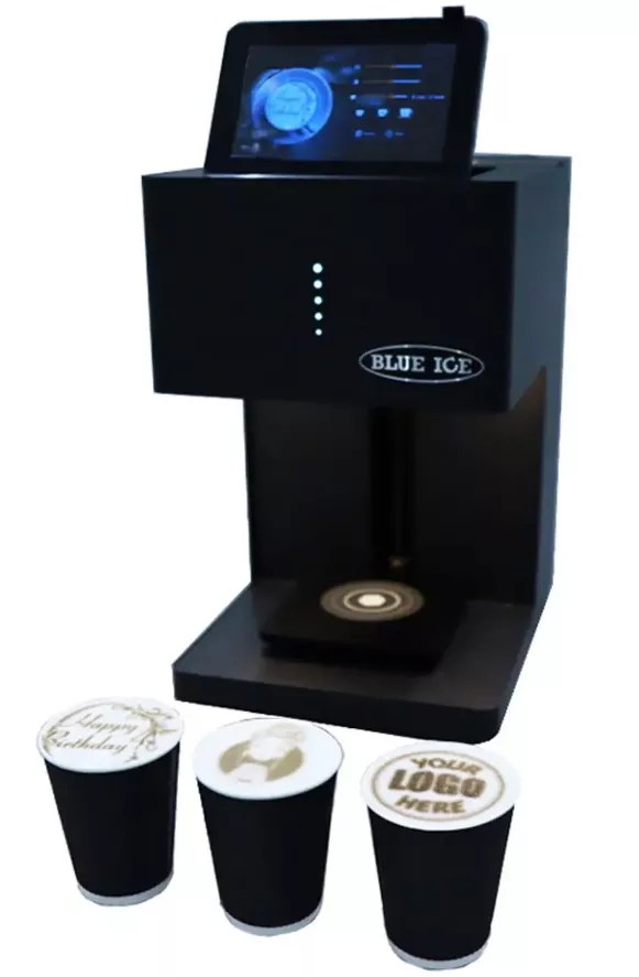 Blue Ice Coffee Machine Azzuri Printer Pro islandcatering