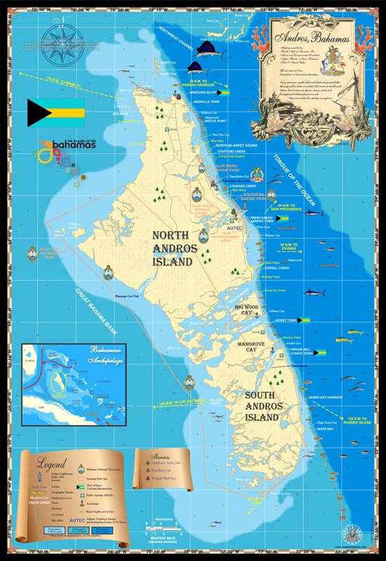 Andros Island Map Kamalame Cay