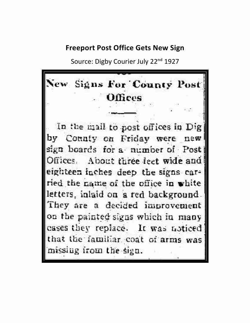 Freeport Post Office Islands History